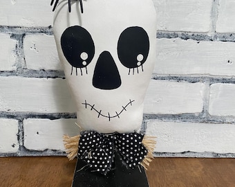 Handmade Skeleton sitter / Statue / Halloween Decor / Skeleton