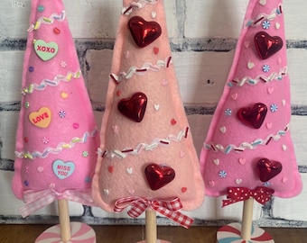 Whimsical Valentines Trees / Tiered Tray Decor / Valentines Decor / Valentines Trees / Home  Decor / cookie Tree / Seasonal Decor