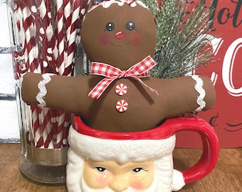 Gingerbread Mug Men / coffee cocoa bar decor / Christmas Decor / Gingerbread Decor