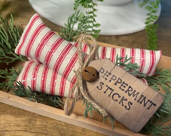 Peppermint Sticks / Country Christmas Decor / Christmas Decorations / Primitive Christmas