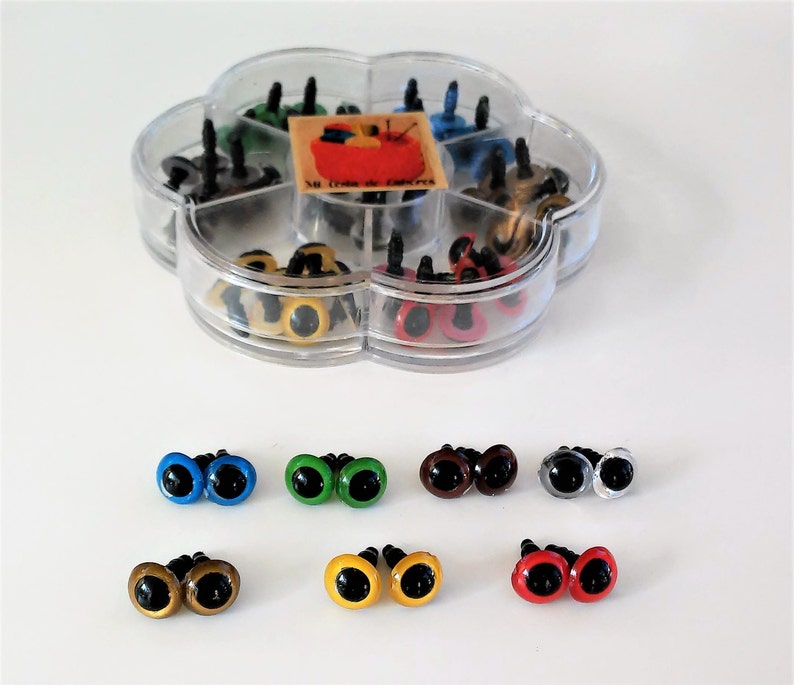 10MM 35 pairs of Safety eyes Box, 7 different colors YEUX DE sécurité 35 pairs of 10 mm Safety eyes Box, 7 different colors YEUX DE sécurité image 2