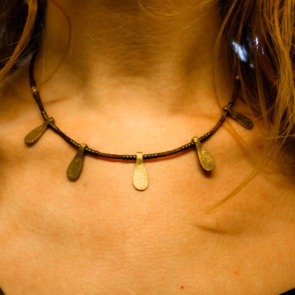 Wild Women jewelry - Leather Necklace Statement necklaces for women Brass necklace tribal necklace Bohemian Chique Boho choker Goa Necklace