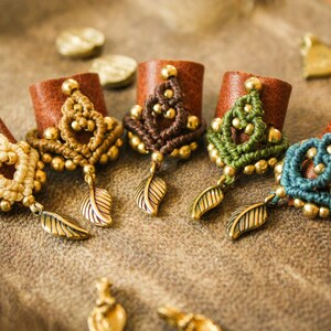 Macrame Dread Bead - Leather Dread Beads - Leather Dreadbead Dreadlock ...