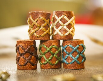 Leather Dread Bead Shell Loc Jewelry Leather Dreadbead | Etsy