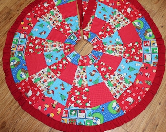 Snoopy Tree Skirt/Vintage Snoopy fabric/Christmas Decor 003  36 &quot;