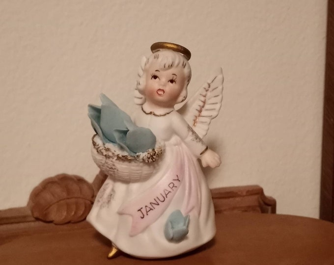 Lefton bisque January angel figurine