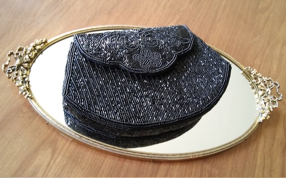 Walborg Black beaded clutch/evening bag- black br… - image 2