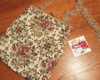 Wonderful rose embroidered  evening bag by walberg west Germany sale!