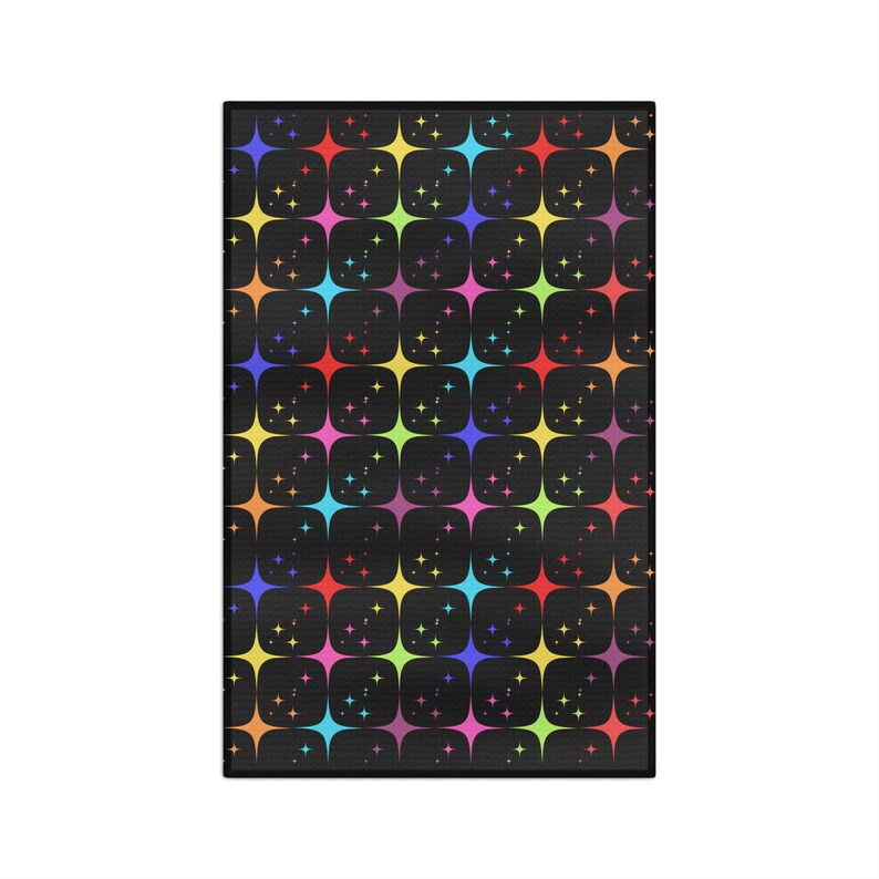 Rainbow atomic starburst kitchen Tea Towel image 2
