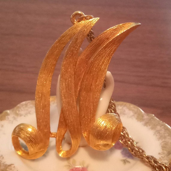 Desigber BSK Goldtone Massive M charm necklace 60… - image 3