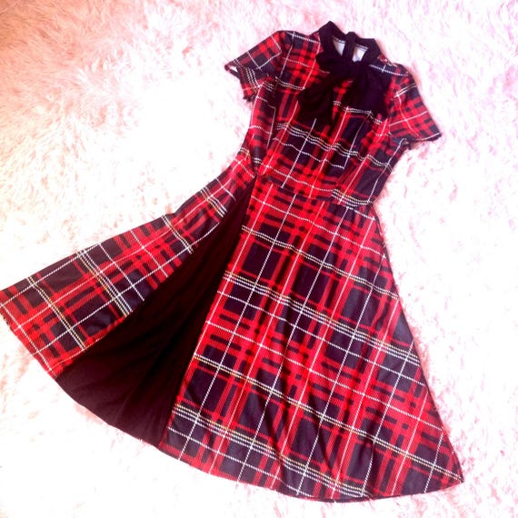 black and red plaid dress womens Red Buffalo Plaid Flare Dress - 2X main image 0