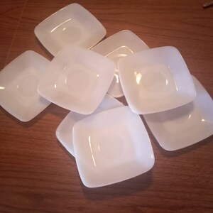 Set of 8 fireking azurite delphite blue square saucer plates