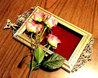 Ornate French Cherub Metal Picture Frame: Scrolled Detail