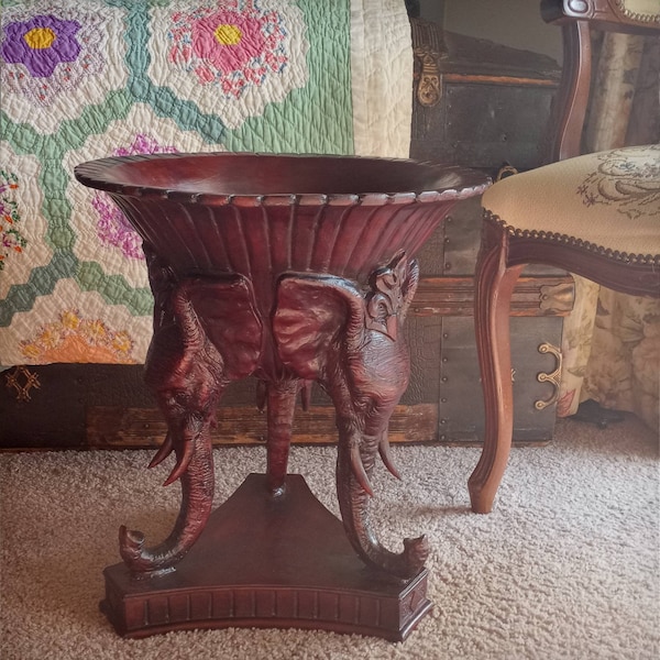 Wooden Elephant Plant Stand Etsy