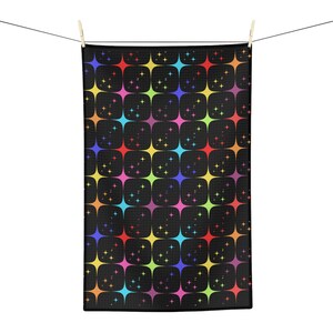 Rainbow atomic starburst kitchen Tea Towel image 4