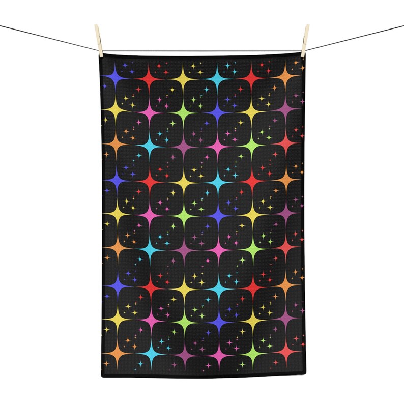 Rainbow atomic starburst kitchen Tea Towel image 4