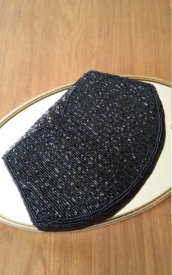 Walborg Black beaded clutch/evening bag- black br… - image 5