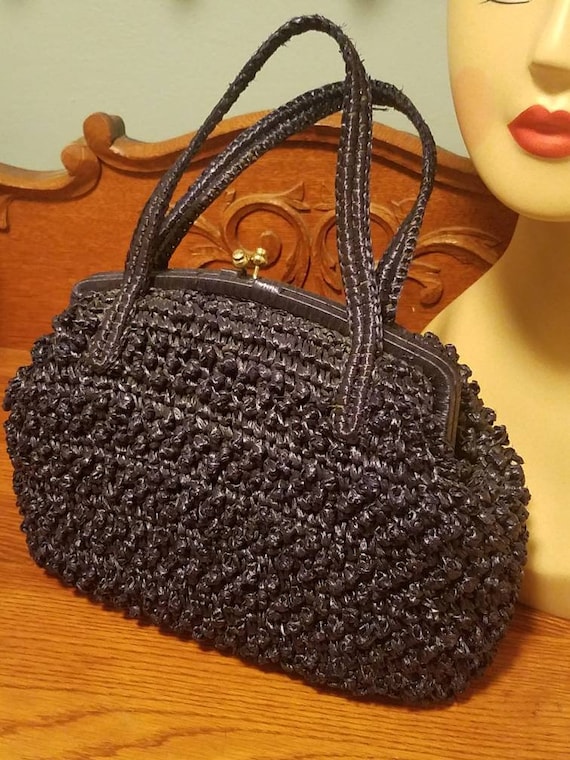 Navy blue straw best sale handbags