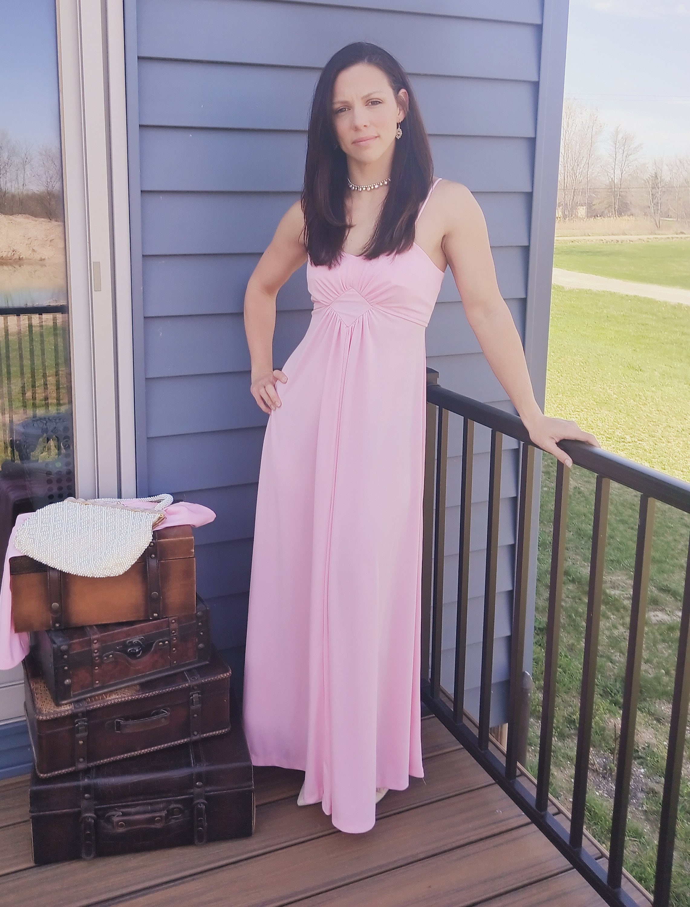 AI　70s Pale Pink Mexican Dress 70s Pale Pink Mexican Dress