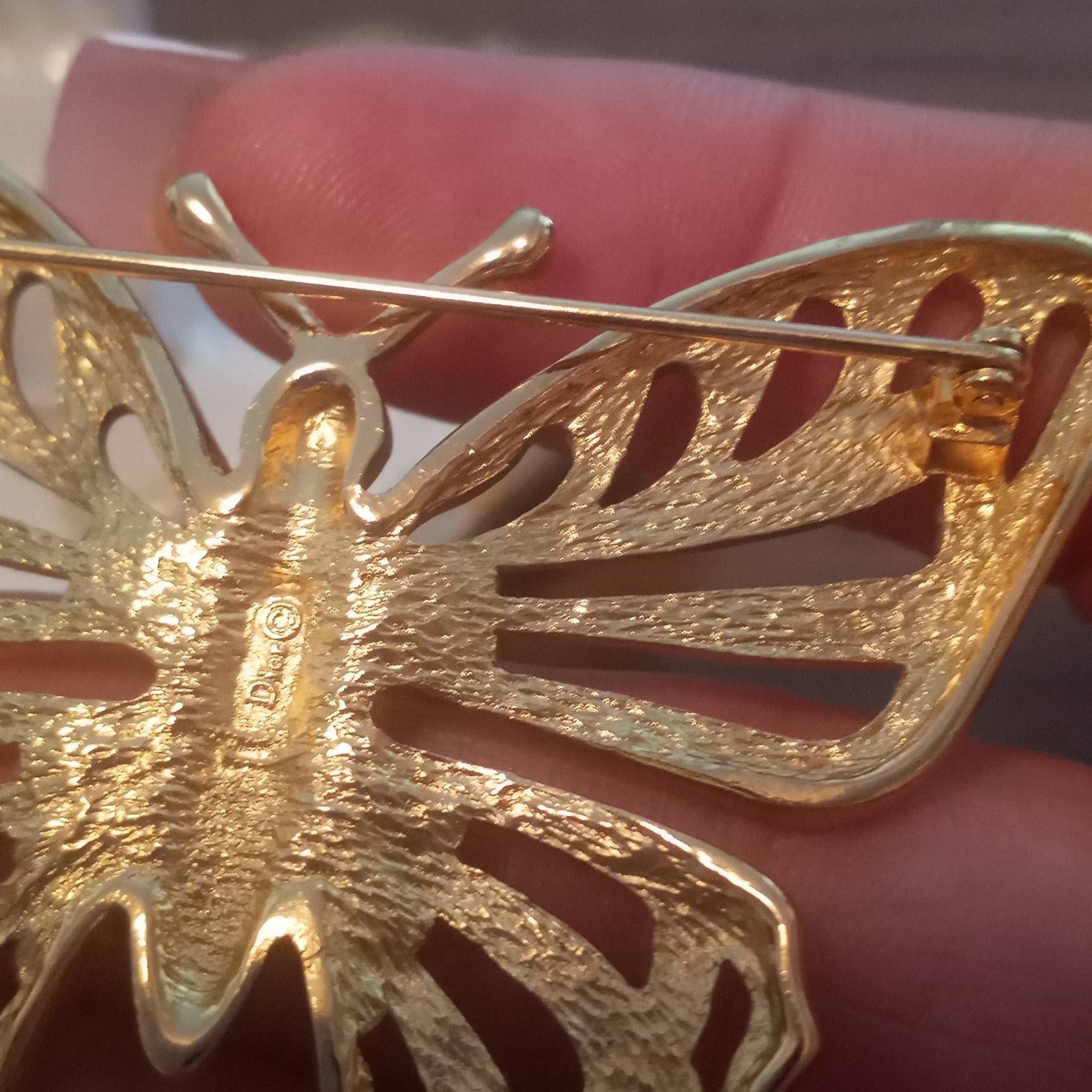 Vintage Designer Christian Dior Butterfly Brooch Boho Hippy