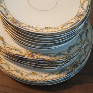 Fruit baskets and flowers plates Moritz Czechoslovakia Victorian fine porcelain plates 1800s dinner, salad tea saucer plates