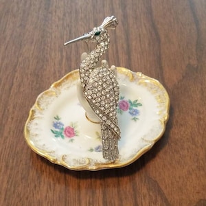 Bird lovers paste crane brooch great gatsby era festival fashion boho chic accessory