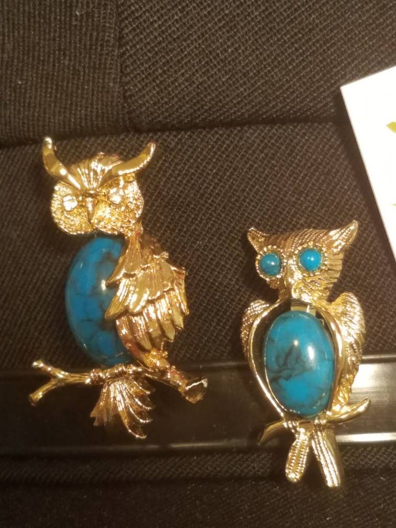 Pair of Owl scatter pinbrooches designer signed gerry/'s free shipping U.S only