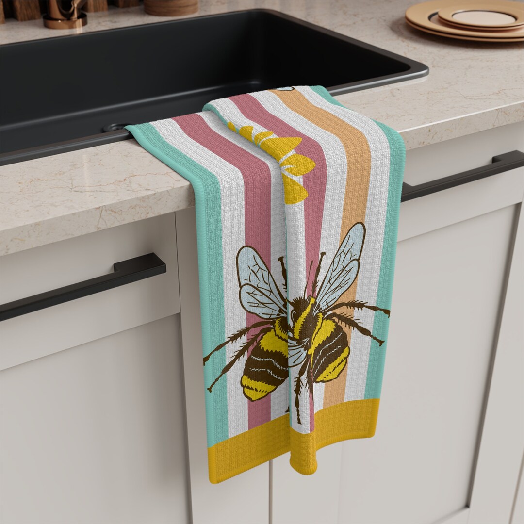 Honey Bee Kitchen Towels Sunflower Microfiber Tea Towels/pastel