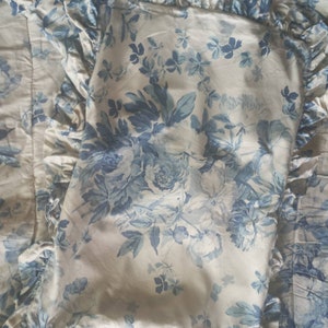 Vintage Ralph Lauren Floral Comforter Set: Blue Rose Ruffled Shams (Twin)