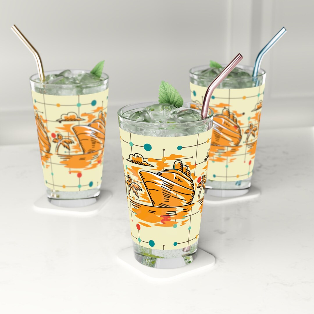 MCM Atomic Sailing Boats Drinkware Beachy Barware Ocean Kitchen Glasses