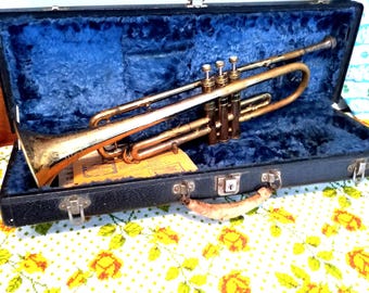 Vintage Pan American Cornet Trumpet 1950s Brass W/ Case Mouthpiece