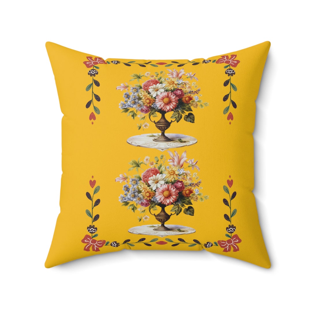 Yellow Floral Throw Pillows Yellow French Country Living Room Decor