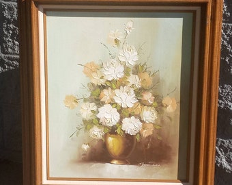 Robert Cox Rose Still Life Oil Painting: French Country Decor