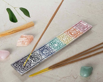 CHAKRA INCENSE holder - Rainbow Incense Stick Holder, chakra metal plate, rainbow, Spiritual, altar, ritual tools,