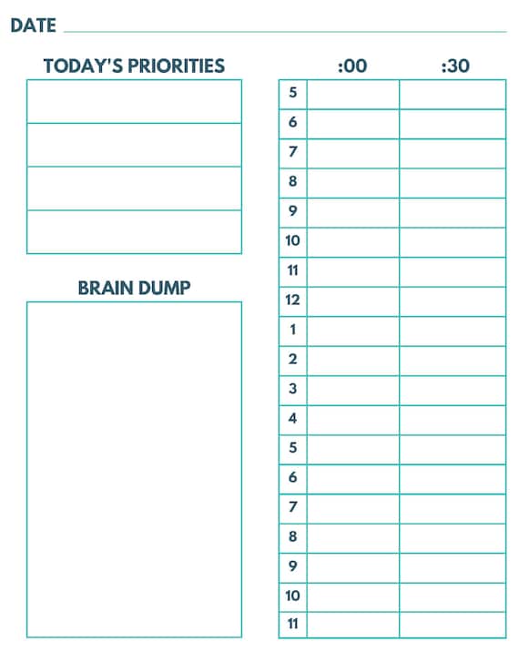 Printable Time Blocking Template - Etsy