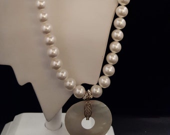 White Pearl and Shell Necklace