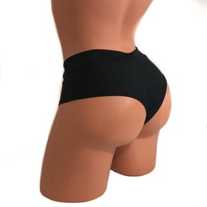 Mid-Rise Brazilian Cut Black Shorts Pole Dancing Fitness Festive Performance Burlesque Shows Ravers Wear /More Colours Available/