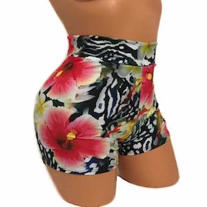 Biker Fitness HIGH-WAISTED Shorts Pole Dancing Revers Festive Exotic Dance Outfit Burlesque Aerial Hoop Silks Slings Performance.