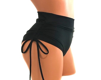 High-Waisted Black Shorts Pole Dancing Fitness Performance Rave Festive Wear / More colours available/