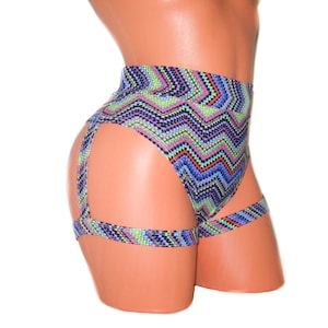 High-Waisted Brazilian Cut leg Straps Shorts Pole Dance Twerk Festive Performance Burlesque Shows Ravers Wear /More Colours Available/