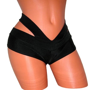 Black Mini Shorts Pole Dancing Fitness Burlesque Performance Exotic Pole Dance Twerk Festive Performance Burlesque Shows Ravers Wear