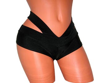 Black Mini Shorts Pole Dancing Fitness Burlesque Rave Performance Exotic Dance wear