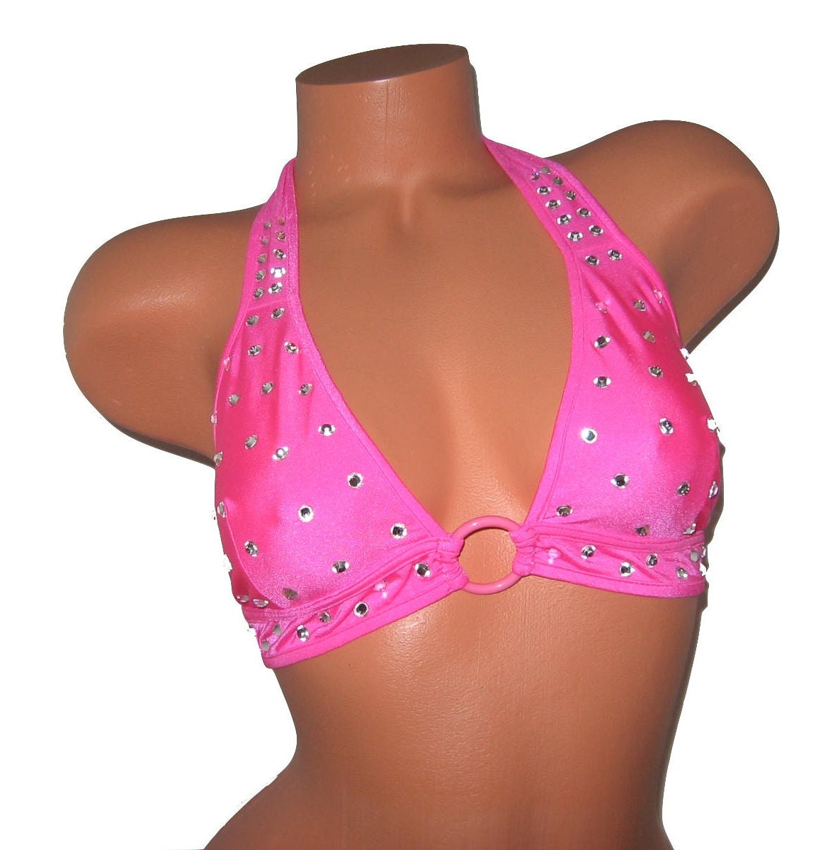 Hot Pink Rhinestone Top: Exotic Dancewear Clubwear