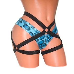 Harness Bottom Featuring Plastic Rings Leg Straps Pole Dancing Twerk Festive Burlesque Ravers (shorts not included) /More Colours Available