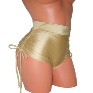 High-Waisted Shiny Tricot Shorts: Pole Dance Rave Wear