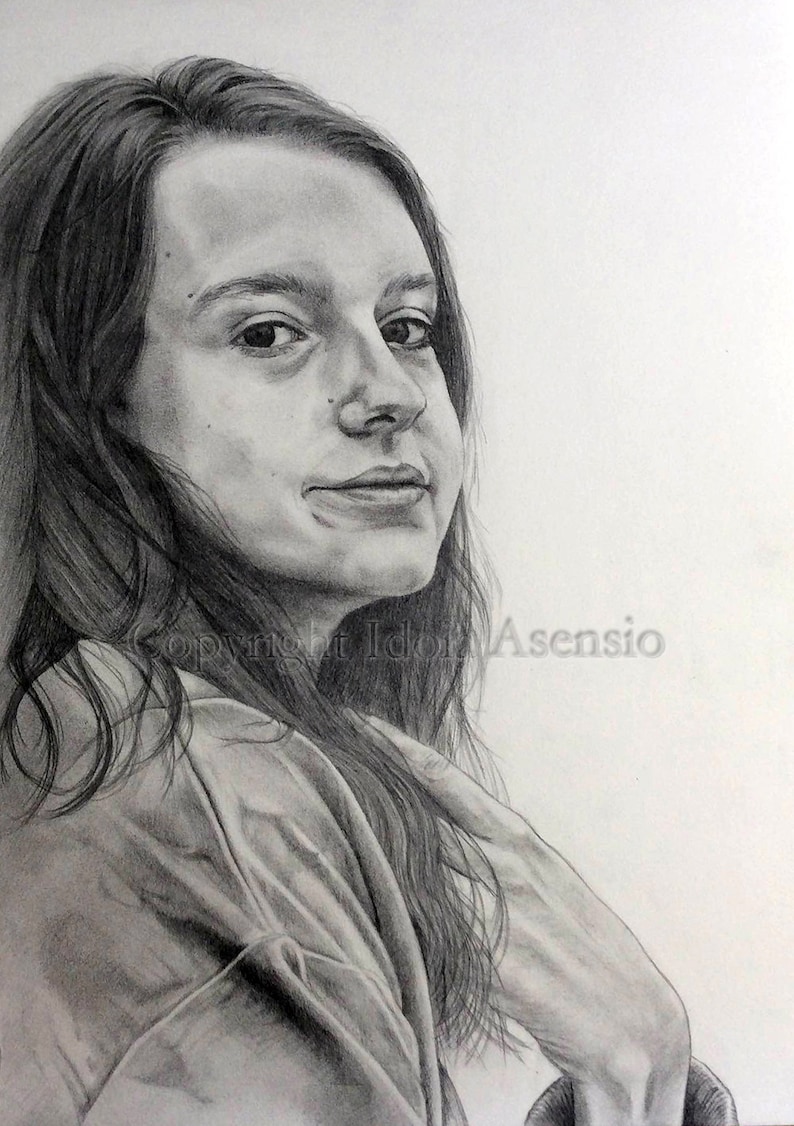 Retrato hecho a mano de tus fotos, a lápiz, original, dibujo realista, familia, niños, mascotas image 1