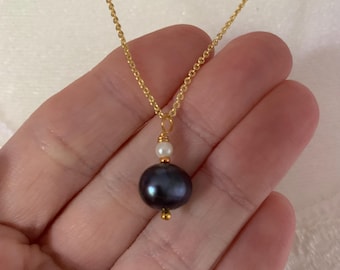 Purple Pearl Necklace, Pearl Pendant Necklace, 18 Inch Layering Necklace,Dainty Freshwater Pearl,18 kg Gift for Mom,Timeless June Birthstone