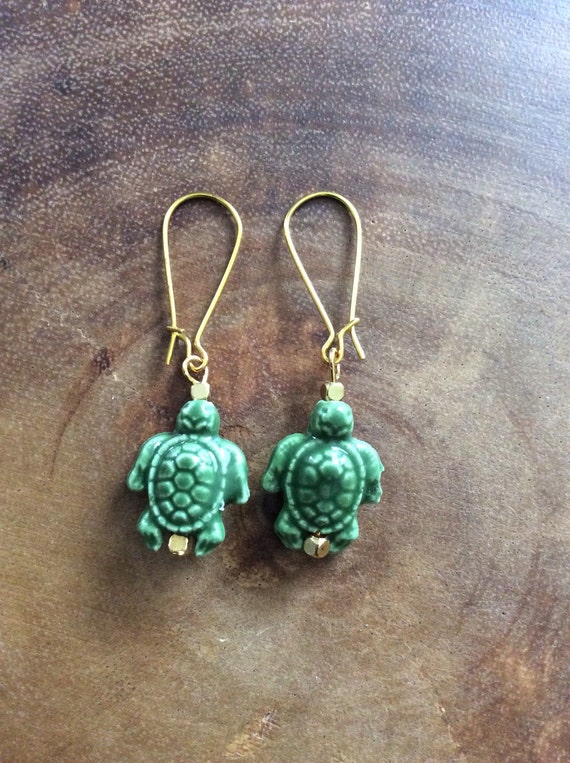 Turtle Dangle Earrings Delta Zeta Earrings Bohemian Jewelery | Etsy