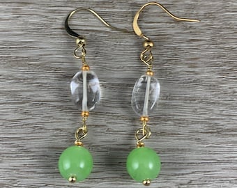 Colorful Dangle Earrings, Simple Dainty Neon Green Clear Jewelry, Teen Earrings, Trendy Summer Jewelry, Jade Dangle Earring