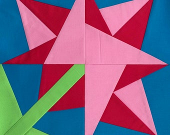 Patrón de colcha en PDF con bloques florales (papel base en piezas)